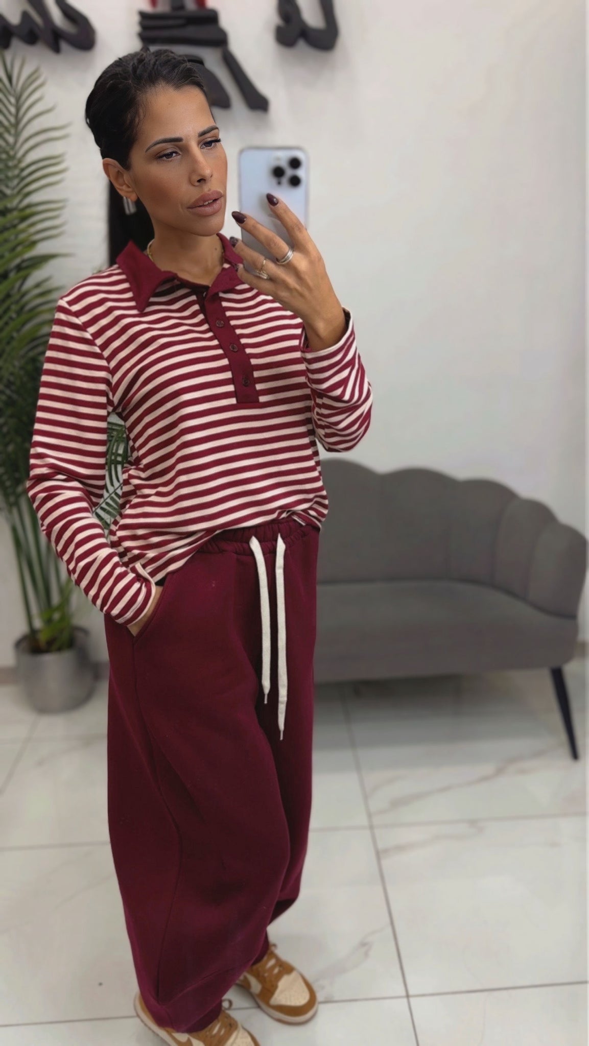 Pantalone Tuta Balloon Bordeaux