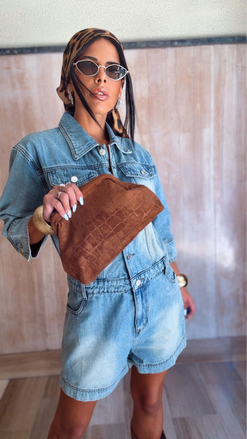 Borsa Pouch Beige con Catena - Cuoio