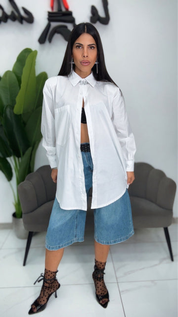 Camicia Over con spallina - Bianca