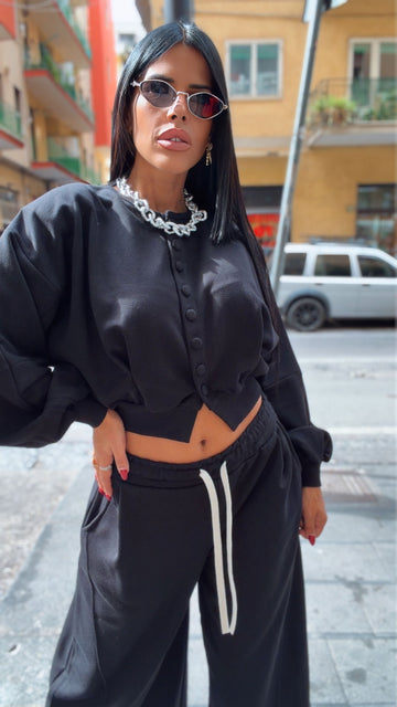Giacchetto Crop Balloon - Nero